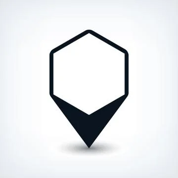 Black map pin flat location sign hexagon icon Illustrazione stock