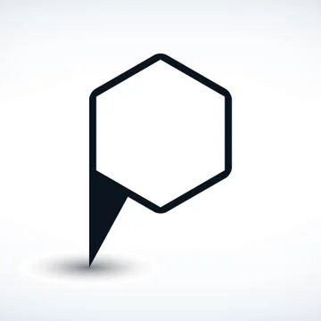 Black map pin flat location sign hexagon icon Illustrazione stock