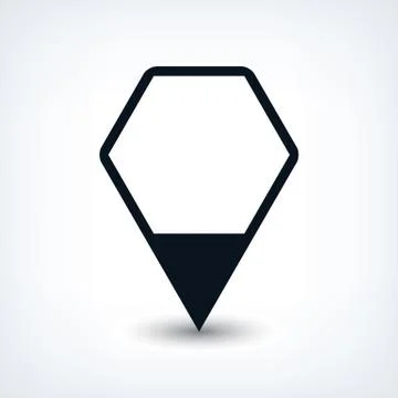 Black map pin flat location sign hexagon icon Illustrazione stock