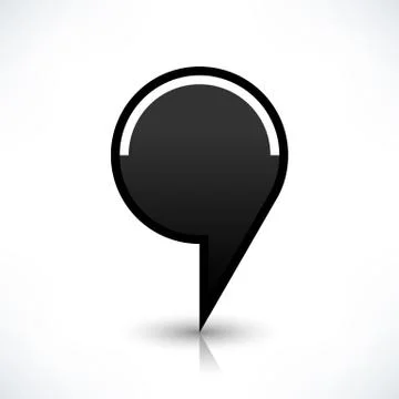 Black map pin icon flat round location sign Illustrazione stock