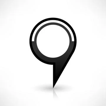 Black map pin icon flat round location sign Stock-Illustration