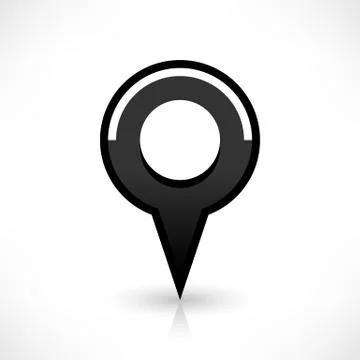 Black map pin icon flat round location sign Stock Illustration