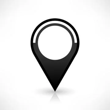 Black map pin icon flat round location sign Stock-Illustration