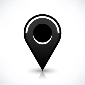 Black map pin icon flat round location sign 스톡 일러스트