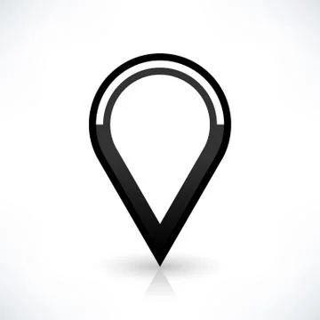 Black map pin icon flat round location sign Stock Illustration