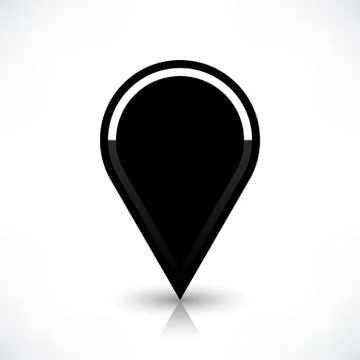 Black map pin icon flat round location sign Stock Illustration