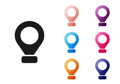 Black Map pin icon isolated on white background. Navigation, pointer, location Stock Illustration