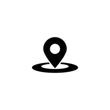 Black map pin icon with shadow effect, ideal for location and navigation purp Stock Illustration