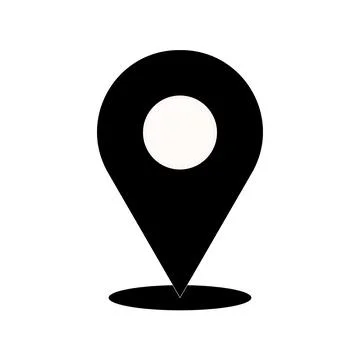 Black map pin icon with white circle location marker Stock Illustration