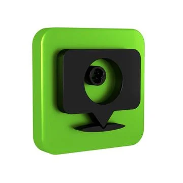 Black Map pointer with billiard pool snooker ball with number 8 icon isolat.. Stock Illustration