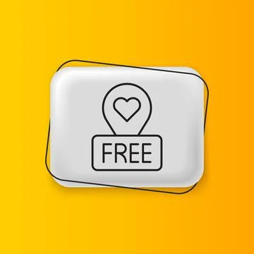 Black Map pointer with heart icon isolated on yellow background. Valentines.. イラスト素材