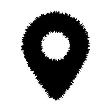 Black map pointer icon indicating location or destination on a white background Stock Illustration