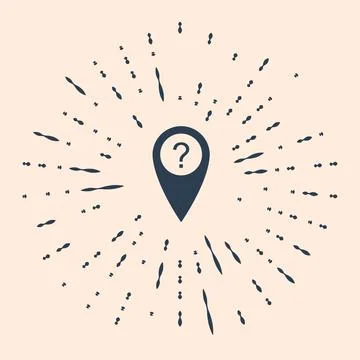 Black Map pointer with Question symbol icon on beige background. Marker location Stock Illustration