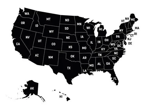 Black map of USA Stock Illustration