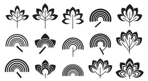 Black maple leaf icons set Stock Illustration