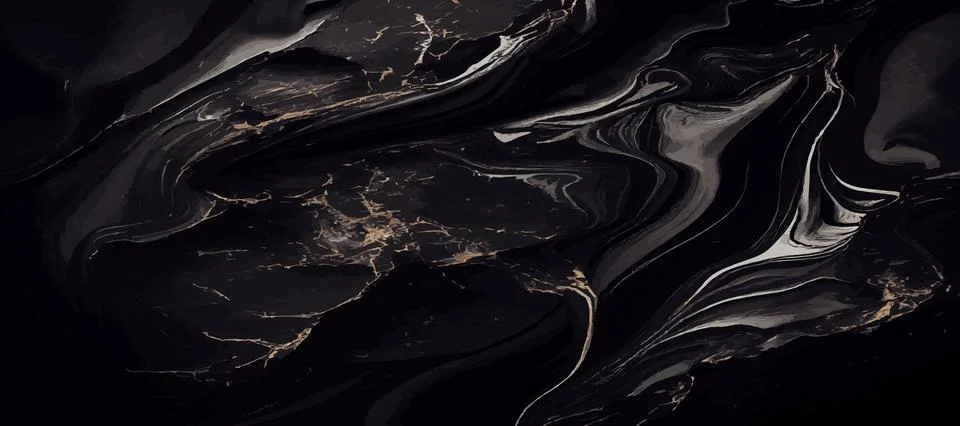 Black marble panoramic texture design, colorful dark marble surface, curved g Stock Illustration