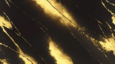 Black marble texture with bold golden veining and gold particles dust. Natural Stock Illustration