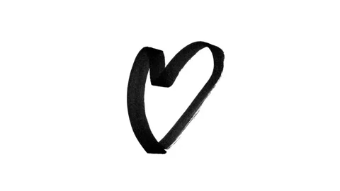 Black marker pen animated brush stroke valentines heart icon on white background Stock Footage 258233602