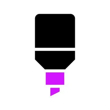 Black marker with a purple tip.  Concept of highlighting, note taking, and .. Illustrazione stock