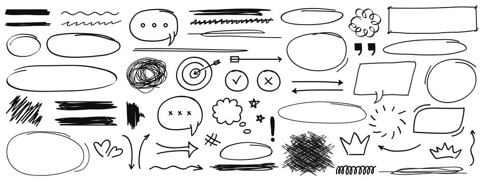 Black marker scribble collection. Vector illustration Illustrazione stock