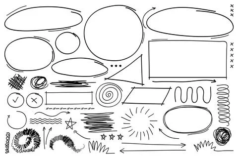 Black marker scribble collection. Vector illustration Illustrazione stock