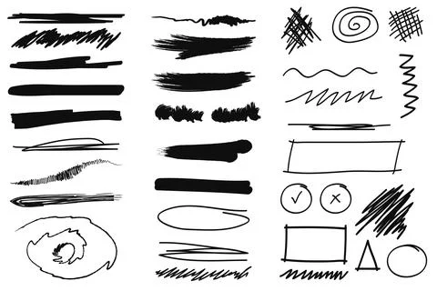 Black marker scribble collection.Hand-drawn vector illustration Stock Illustration
