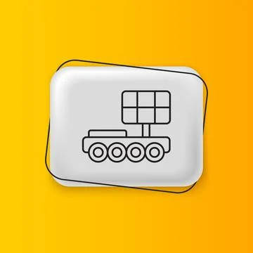 Black Mars rover icon isolated on yellow background. Space rover. Moonwalke.. 스톡 일러스트
