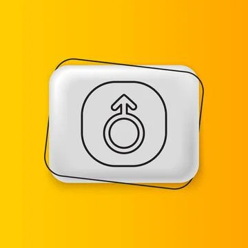 Black Mars symbol icon isolated on yellow background. Astrology, numerology.. Stock Illustration