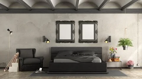 Black master bederoom Stock Illustration