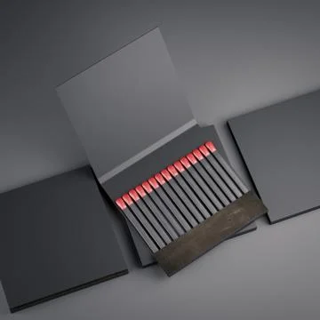Black matchboxes. 3d rendering 库存插图