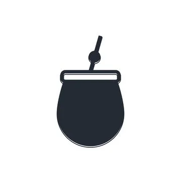 Black Mate tea icon isolated on white background.  Vector Stock Illustration