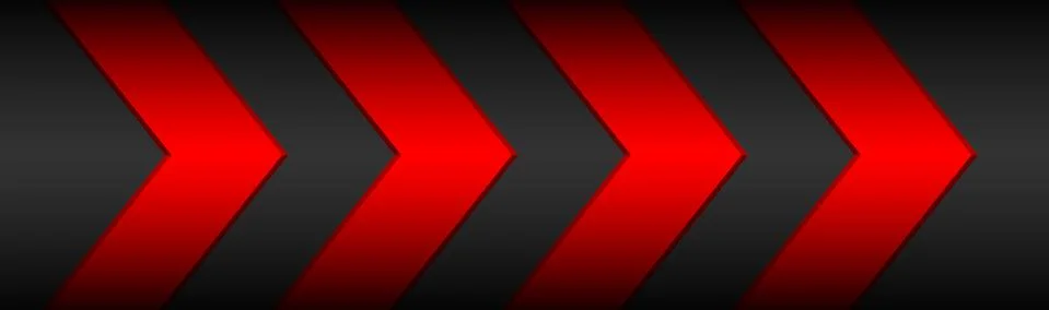 Black material header with red arrows and metallic pattern. Modern banner Illustrazione stock