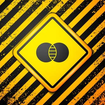 Black Mathematics sets A and B icon isolated on yellow background. Symmetric Stock Illustration