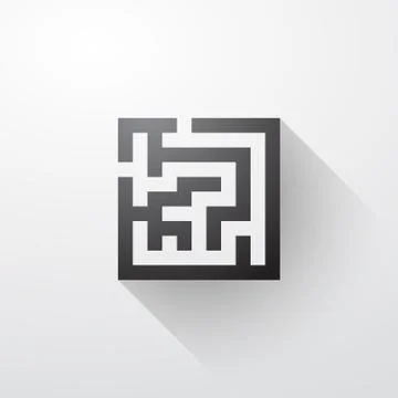 Black maze with long shadows Stock Illustration