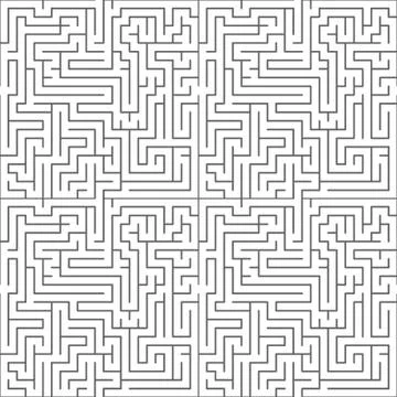 Black maze on white, seamless pattern Stock Illustration