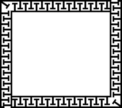Black meander pattern greek key square page border vector ornament Stock Illustration