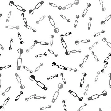 Black Measuring spoon icon isolated seamless pattern on white background. Vector Stock Illustration