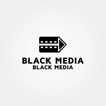 Black Media Vector logo design template Stock Illustration