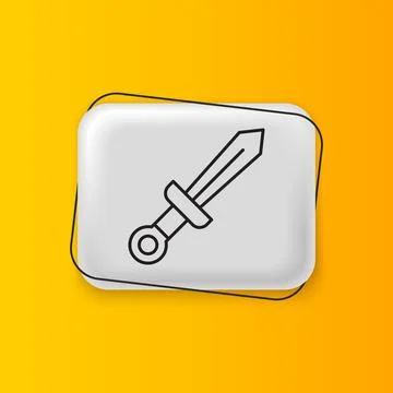 Black Medieval sword icon isolated on yellow background. Medieval weapon. S.. Stock Illustration