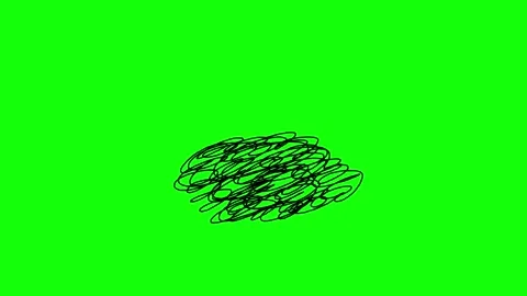 Black medium line doodle crazy cloud on green screen Stock Footage 343733594