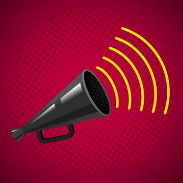 Black megaphone on red background. 库存插图
