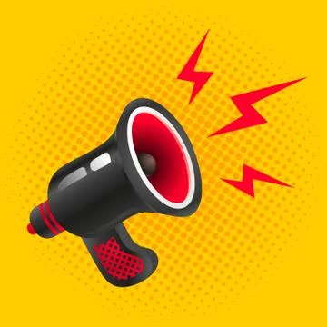 Black megaphone on yellow background. Illustration
