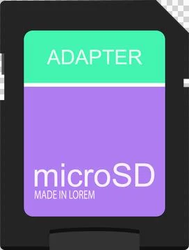 A black memory card adapter featuring a purple section and mint green secti.. Stock Illustration