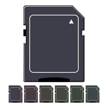 Black memory card cartoon vector graphic Illustrazione stock