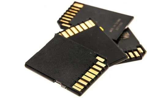Black memory cards isolated Stock Photos