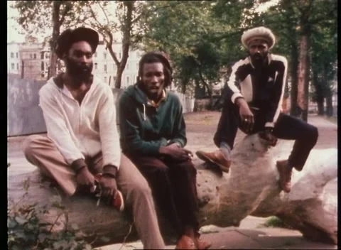 Black men talking about race migration and struggles, London, UK, 1980 Video stock 159442738