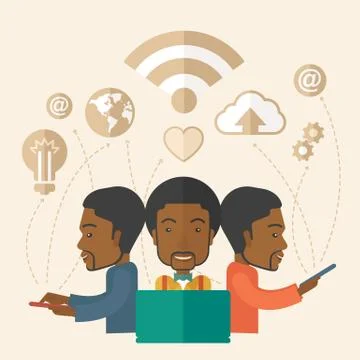 Black men using modern technology Stock Illustration