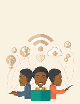 Black Men using modern technology Illustrazione stock