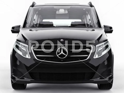 Black Mercedes-Benz V-class on a white background. Three-dimensional raster i Stock Illustration