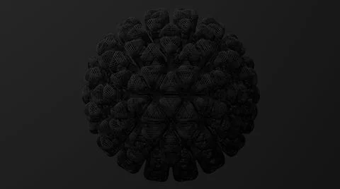 Black mesh array, abstract sphere. Black background. 3d render. Stock Illustration